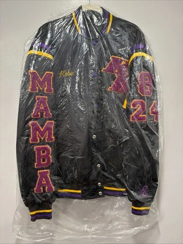 AUTHENTIC CPG LAKERS Kobe Bryant Stephen A Black Satin Bomber Jacket XL - product listing photo
