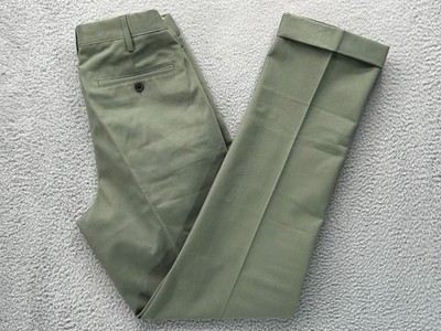 $70 New Lands' End Men's Trad Fit No Iron CW PLT Chino Pants Green 30x34