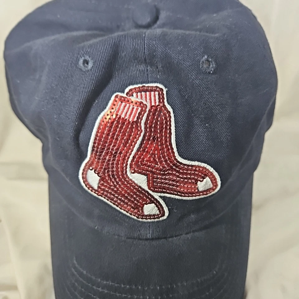 波士顿红袜队亮片袜子标志维多利亚的秘密粉色蓝色棉质帽子 — 第 2/4 张图片