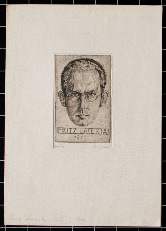 Fritz Lacerta Leipzig Secession Selbstbild Radierung 1920 sign. Probe Jugendstil - Bild 4 von 4