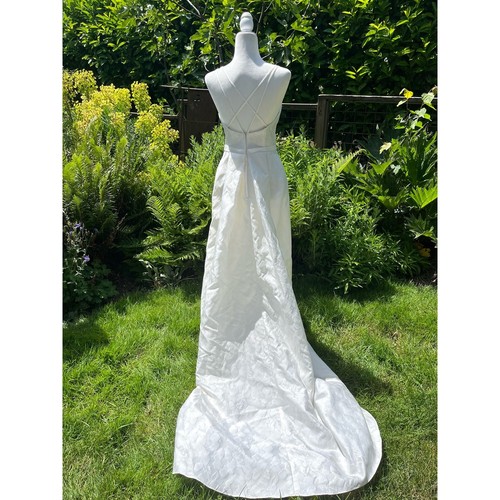 Abito da sposa David's floreale jacquard linea A avorio GALINA WG3891 (taglia 6) - Foto 7 di 11