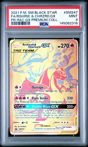 Reshiram & Charizard GX #SM247 Premium Collection 2021 Pokemon Black Star PSA 9
