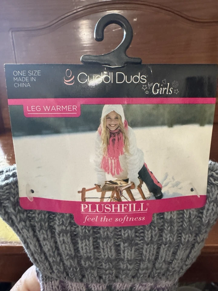 Nuevos calentadores de piernas a rayas gris púrpura Cuddl Duds para niñas Foto 3 de 4