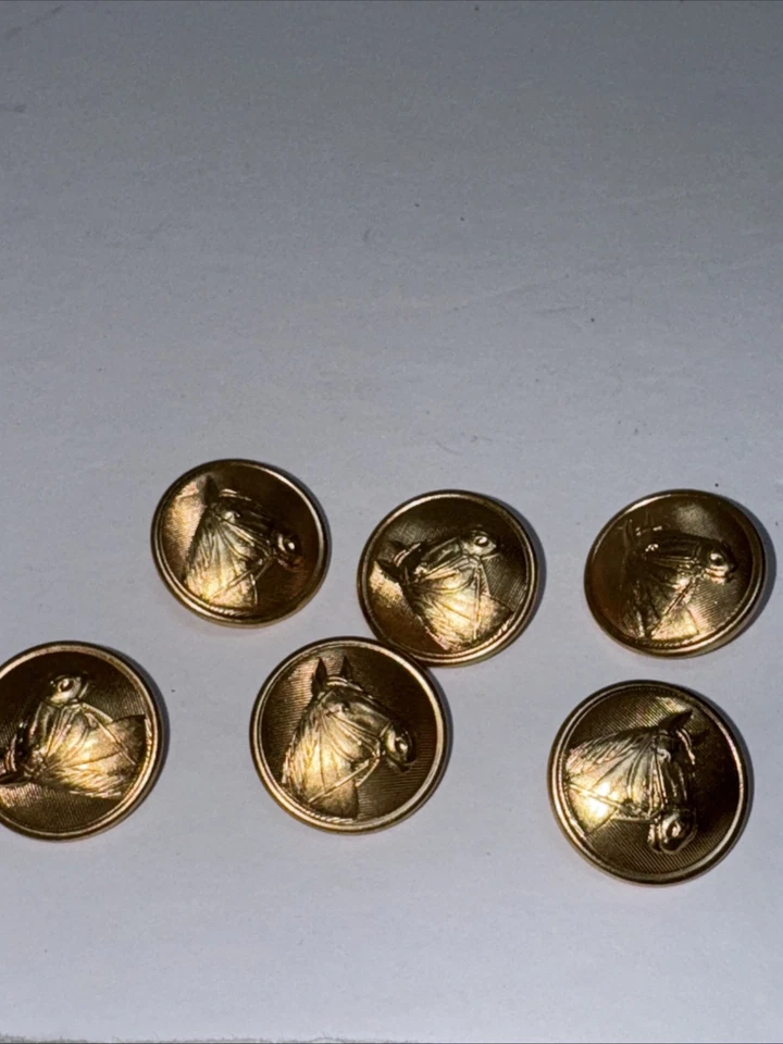 Set of 6 Waterbury Gold Tone Replacement Buttons Horse Head For Blazer - Image 3 of 4