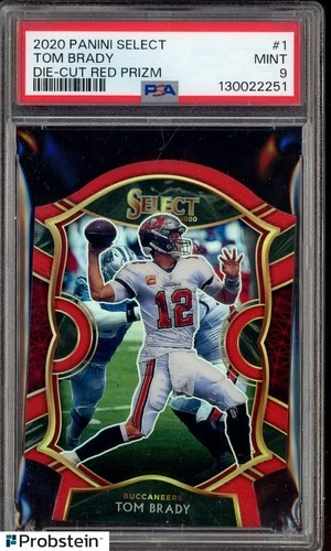 2020 Panini Select #1 Tom Brady Die Cut red prizm PSA 9 low pop