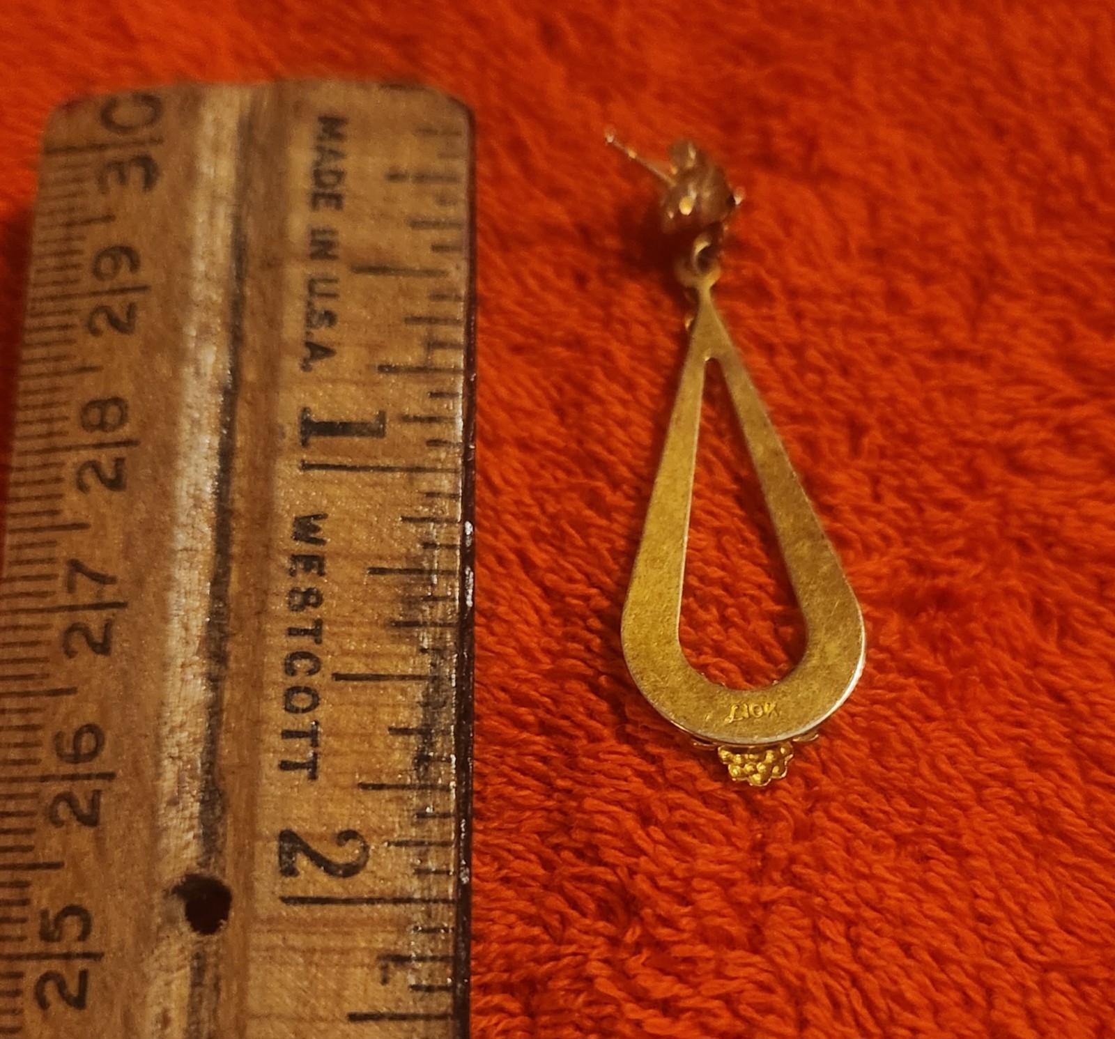 10k Solid Yellow Gold Dangle Earring **DAMAGED-On… - image 5