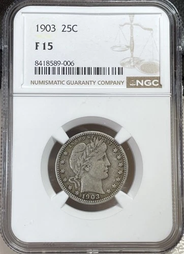 1903 25c Barber Quarter - NGC F15 - Great Eye Appeal!