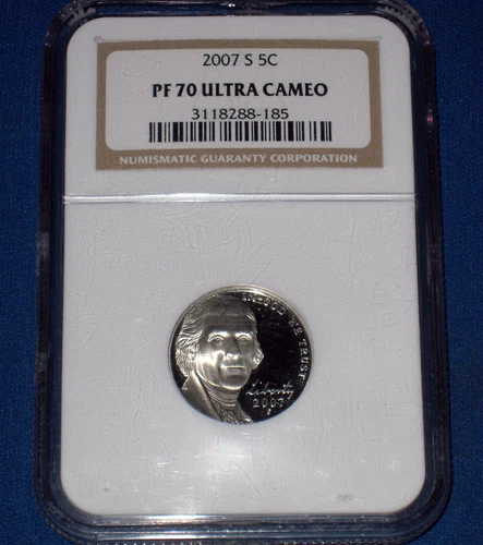 2007-S JEFFERSON GEM PROOF NICKEL-NGC GRADED PF-70 ULTRA CAMEO/FREE SHIPPING!!!
