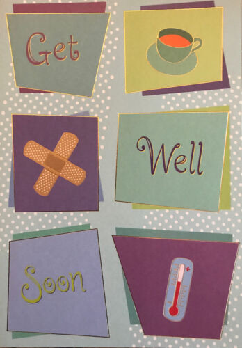 Get Well Soon, Bandaids, Thermometer, Greeting Card - Picture 1 of 3