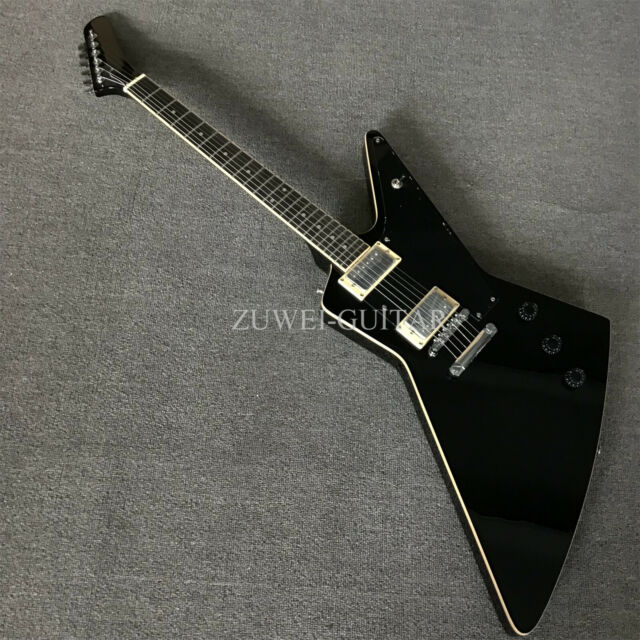 Unbranded Black Finished Electric Guitar Celluloid Binding Chrome Hardware Unbranded Black Finished Electric Guitar Celluloid Binding Chrome Hardware
