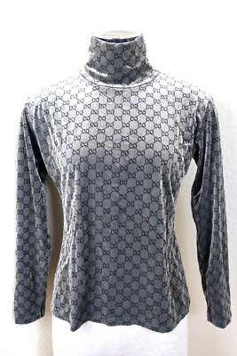 Vintage GUCCI Tom Ford GG Logo Velvet Long Sleeve Top Shirt Blouse