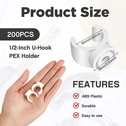 200pcs 1/2 Inch PEX Pipe Clamps Holder PEX Clips Pipe U-hook Support Hangers ... - Picture 2 of 7