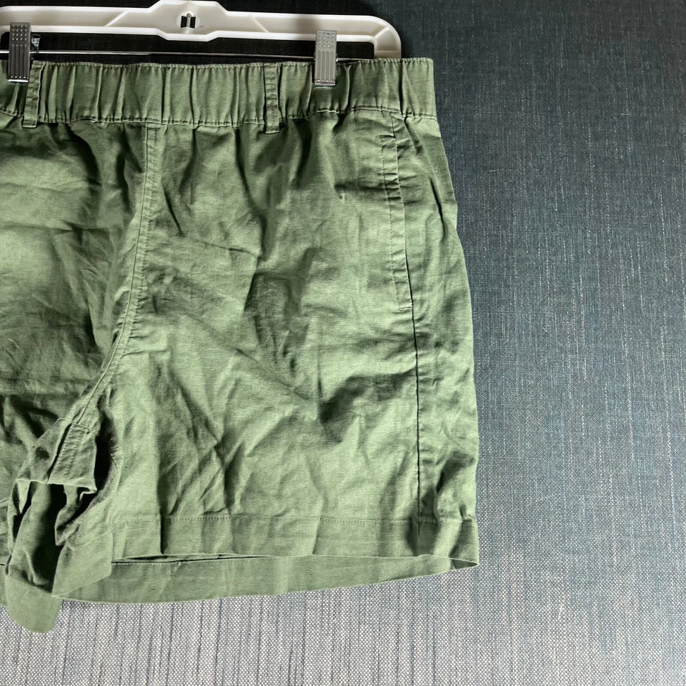 Pantalones cortos para mujer Eddie Bauer talla L mezcla de lino verde Foto 3 de 4