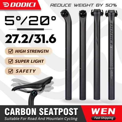 5° 20° Carbon Fiber Bicycle Seatpost 27.2/31.6mm for Mtb Road Bike 7x9mm Clamp - Picture 2 of 25