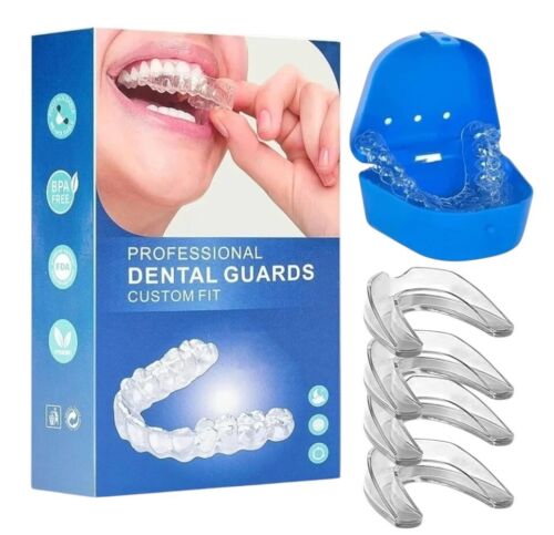 Mouth Guard for Grinding Teeth at Night - 4 Pack - 2 Sizes w/ Storage Case