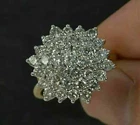 2Ct Round LabCreated Moissanite Women Cluster Wedding Ring 14k White Gold Plated