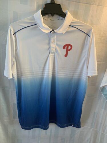 Philadelphia Phillies Shirt Mens XL Performance Golf Polo Fanatics White/blue - Picture 1 of 5