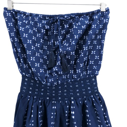 NWT ATHLETA Printed Molokai Dress Blue Removable Straps Maxi Cotton Silk MEDIUM - Picture 3 of 12