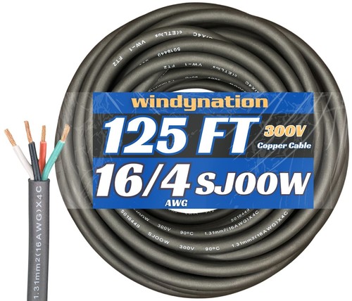 WindyNation 16/4 16 AWG 4 Conductor SJOOW Cable Cord Wire 300V Portable Power - Picture 83 of 112