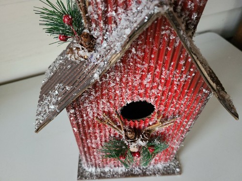 Christmas Birdhouse Tabletop or Hang on Wall Handcrafted Rustic Farmhouse Look - Picture 7 of 12