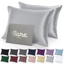 Bare Home Poly Satin Pillowcases for Hair and Skin - 2 Pack - Luxury Pillowcases