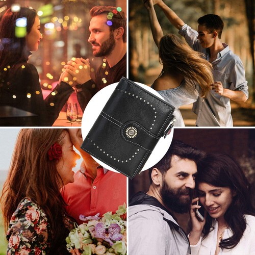 Cartera de cuero para mujeres con bloqueo RFID pequeña compacta portatarjetas de crédito cartera con cremallera - Imagen 10 de 47