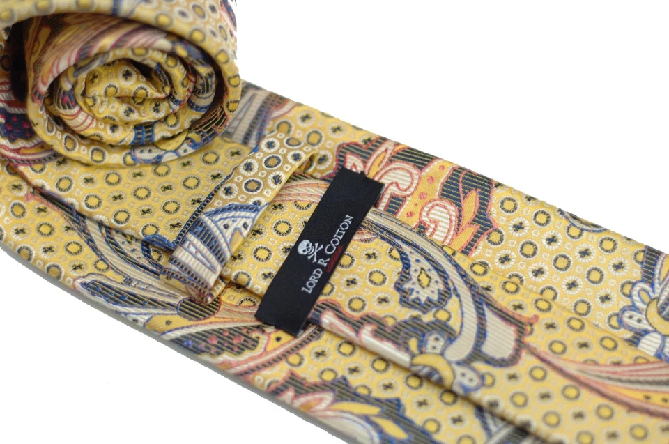 Gravata Lord R Colton Masterworks - Gravata de seda paisley pérola amarela Kozani - Nova - Imagem 4 de 4