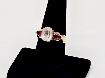VINTAGE CASPIAN INTERNATIONAL 14K GOLD 2CT. ROCK CRYSTAL & AMETHYST RING,7.25