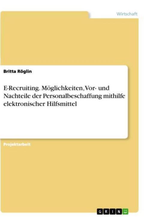 Thumbnail - E-recruiting. Möglichkeiten, Vor- Und Nachteile Der