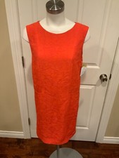 KENZO Orange Geometric Textured Jacquard Sleeveless Dress, Size 4 (US) 40 (EU)