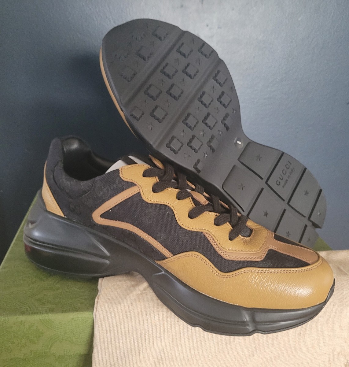 NEW AUTHENTIC GUCCI RHYTON 'MAXI GG SUPREME-BLACK KHAKI NEW AUTHENTIC GUCCI RHYTON 'MAXI GG SUPREME-BLACK KHAKI