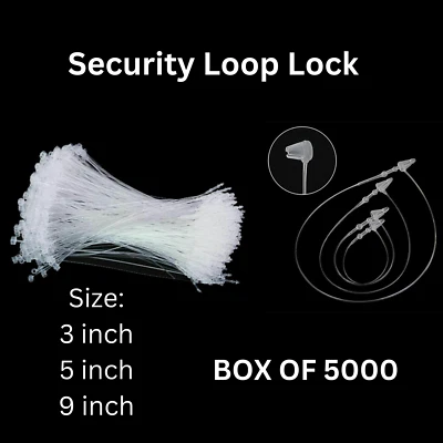 SFS 5000 x Qualität Sicherheitsschlaufe Verschluss Druckknopf Kunststoff Etikett Befestigungsstift 3 Zoll 5 Zoll & 9 Zoll