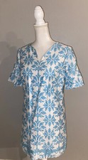 Ann Taylor Tunic MINI Dress Size 2 Blue White, Lined, Back Zip