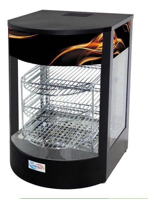 Curved Glass Commercial Hot Food Pie Pizza Warmer Display Cabinet