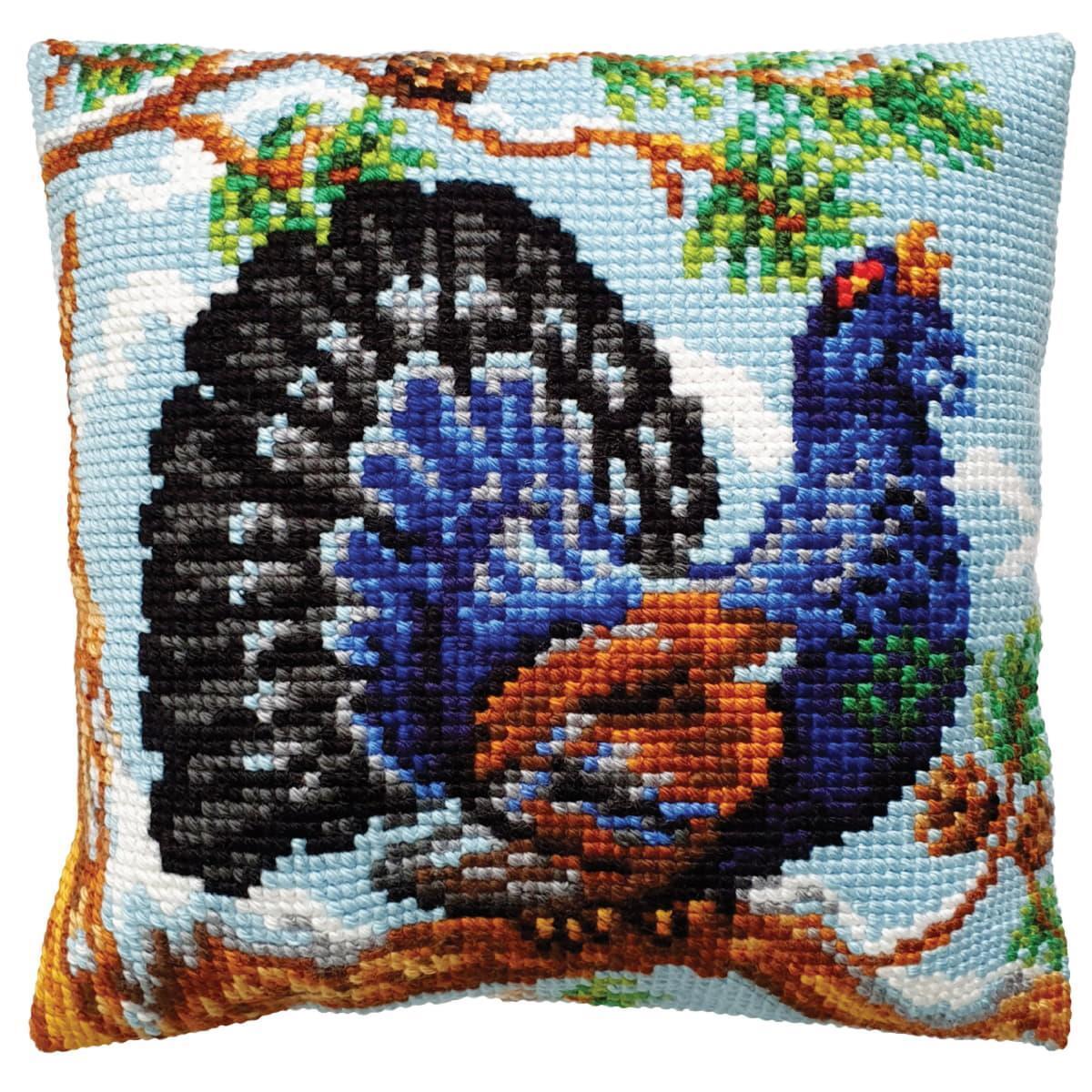 CDA stamped cross stitch kit cushion ""Capercaillie"", 40x40cm, DIY