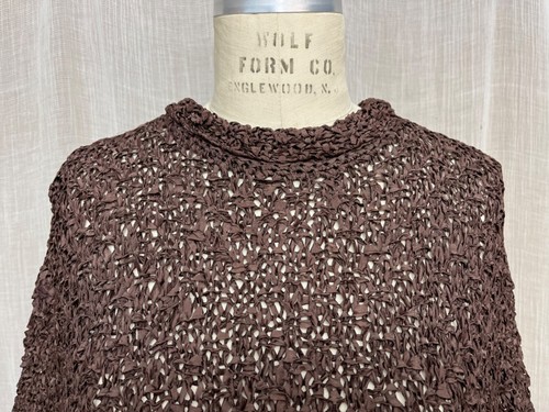Vestido Midi De Colección Años 40 50 Saks Fifth Avenue Chocolate Rayón Cinta Tejido Crochet S/M - Imagen 12 de 18
