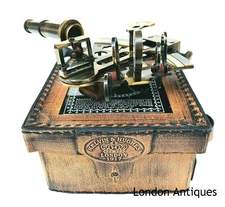Antique Sextant & Leather Box - Vintage Navigation Instrument Collector's Piece