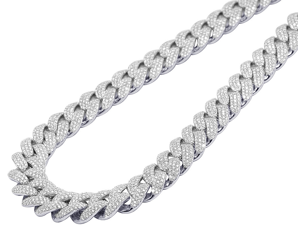 18MM Miami Cuban EGL Certified VVS 48.82CT Real Diamond 10K