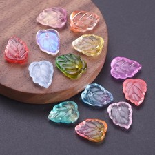 20pcs 13x10mm Leaf Shape Crystal Glass Loose Crafts Beads Top Drilled Pendants