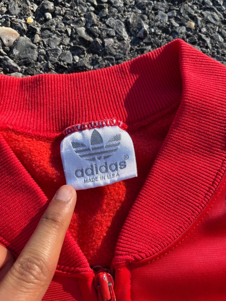 Vintage Adidas Trefoil Track Set 70s 80s Red Made In USA ILGWU Size M - Image 4 of 4