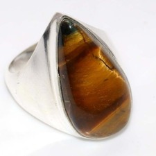 925 Silver Plated Tiger Eye Jewellery Ring Handmade Gemstone Size Us 9 GW