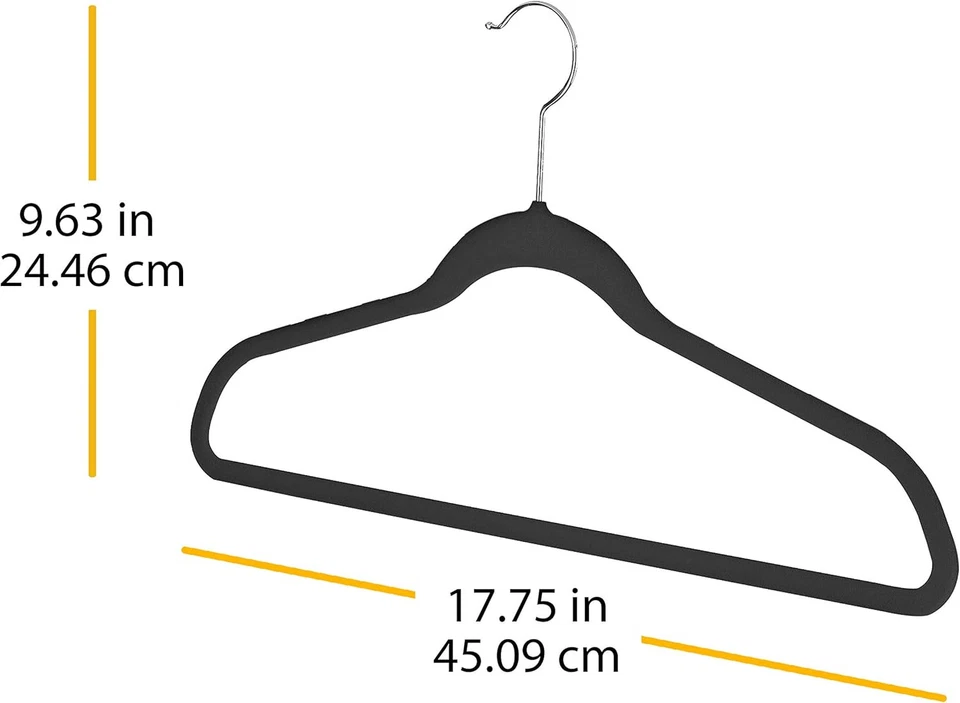 Juego de 15 perchas de traje flocadas Whitmor negras 1 unidad (paquete 15), Foto 2 de 2