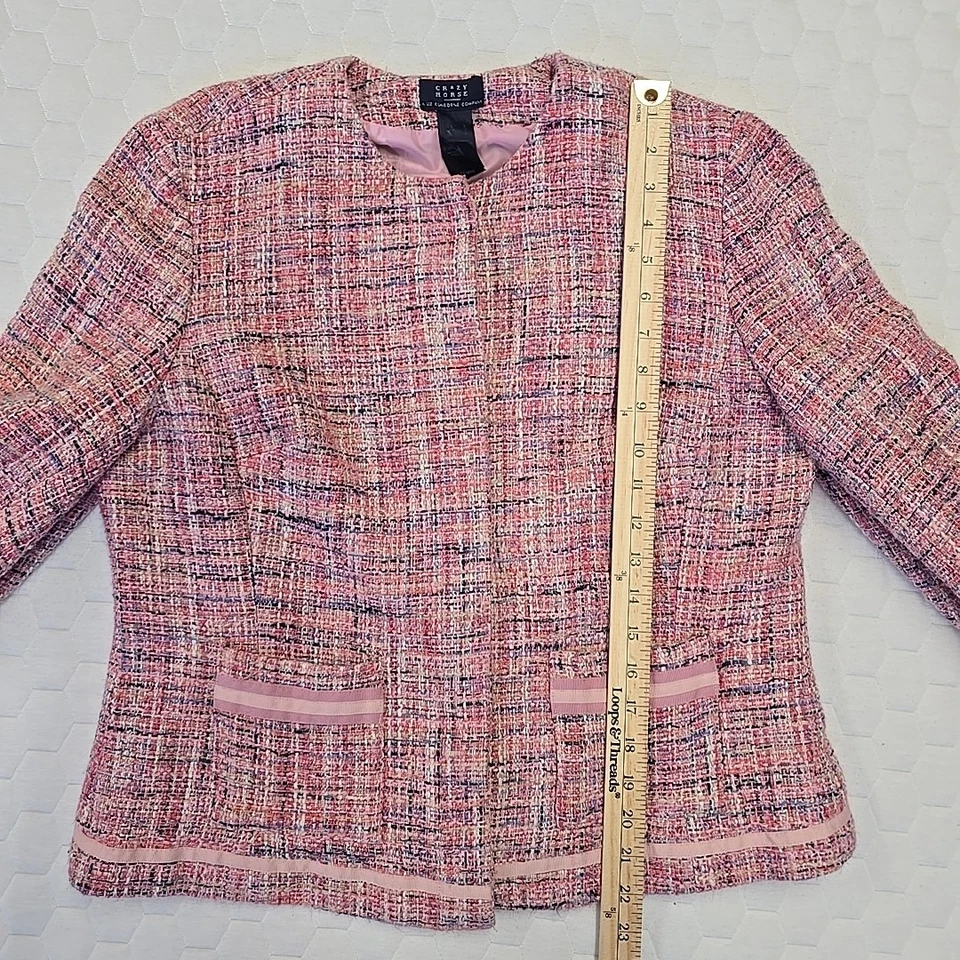 Blazer vintage Crazy Horse de Liz Claiborne para mujer grande Barbie rosa tweed años 90 Foto 3 de 4