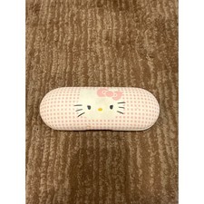 Vintage 1976 Hello Kitty Glasses Case Pink White Checkered Pattern Cute Kawaii