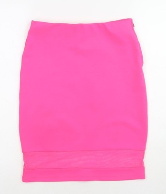 Topshop Damen rosa Polyester A-Linie Rock Größe 12 Reißverschluss