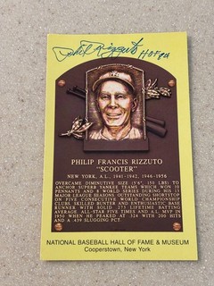 Phil Rizzuto signed HOF plaque postcard