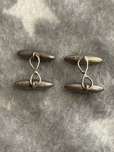Gemelli vittoriani gentiluomini argento sterling agata pietra dura marcati 1890 - Foto 7 di 8