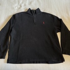 Polo Ralph Lauren Mens Sz XL Quarter Zip Black Pullover Sweater Long Sleeve READ