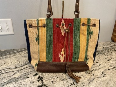 MYRA Bag Radiant Red Bucket Bag Western Aztec Cowgirl Boho Purse Large Woven