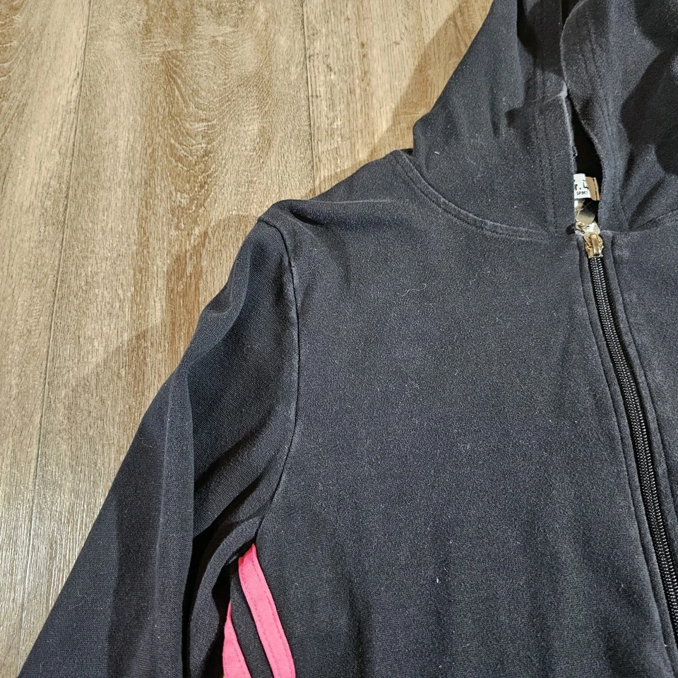 G.W. Sudadera con Capucha Deportiva Mujer Mediana Negra Rosa Cremallera Completa Ligera Foto 2 de 4